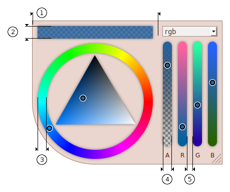 Blueprint of color picker dimensions